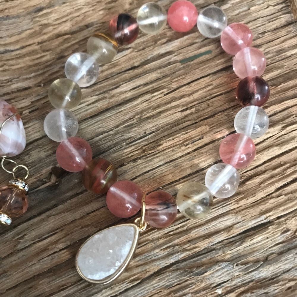 Horse Stackable Bracelet Bangle Druzy Desert Pink - image 5